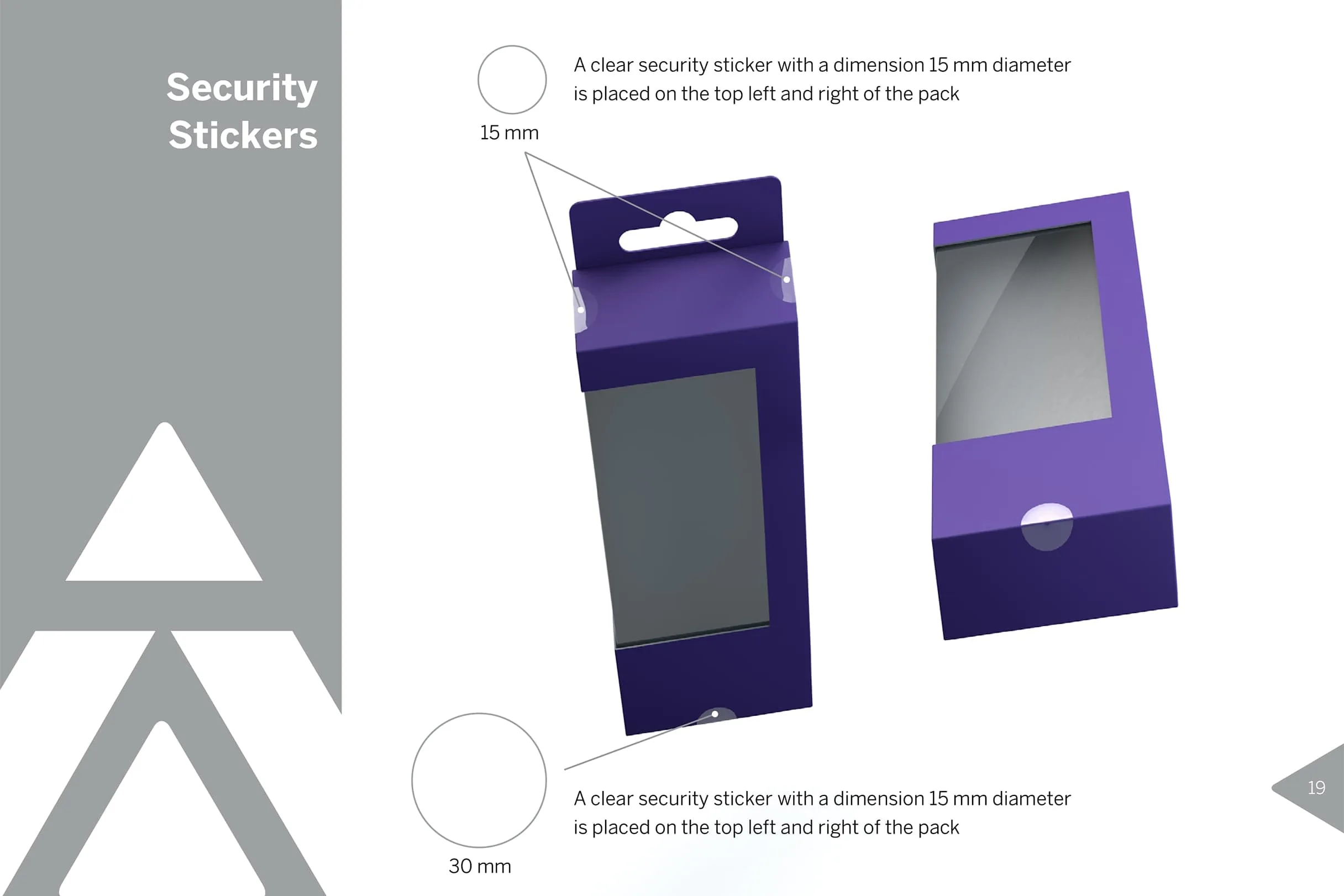 Anthem security sticker designs and tamper-evident packaging guidelines