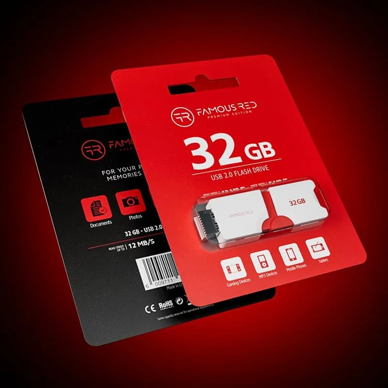 Famous Red 32GB USB flash drive packaging