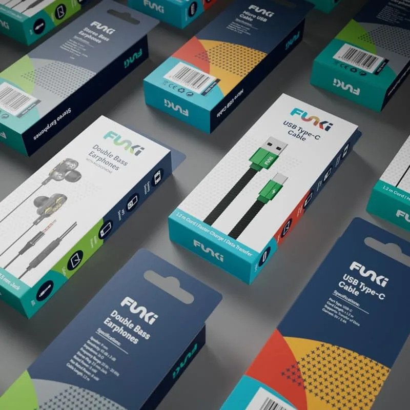 Collection of Funki product packaging