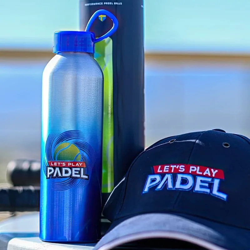 Branded water bottle and embroidered cap