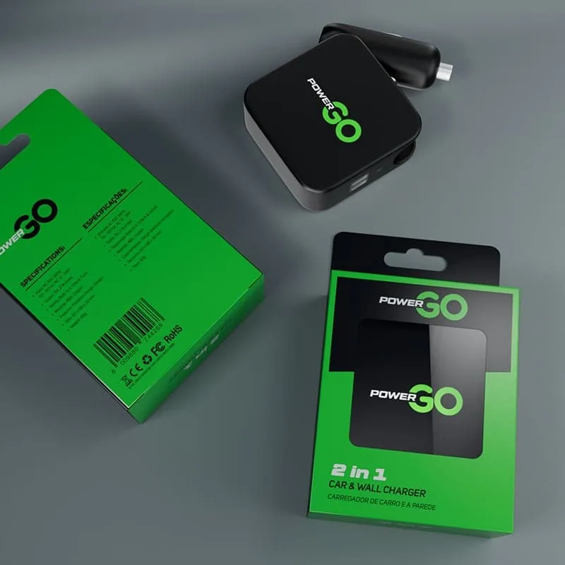 PowerGo 2-in-1 wall charger packaging back panel